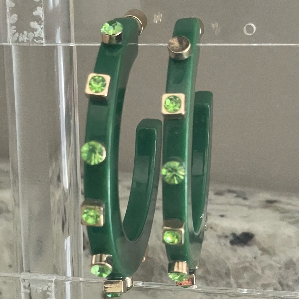 Smith and Co City Girl Large Hoop Jewel Earrings Emerald Green